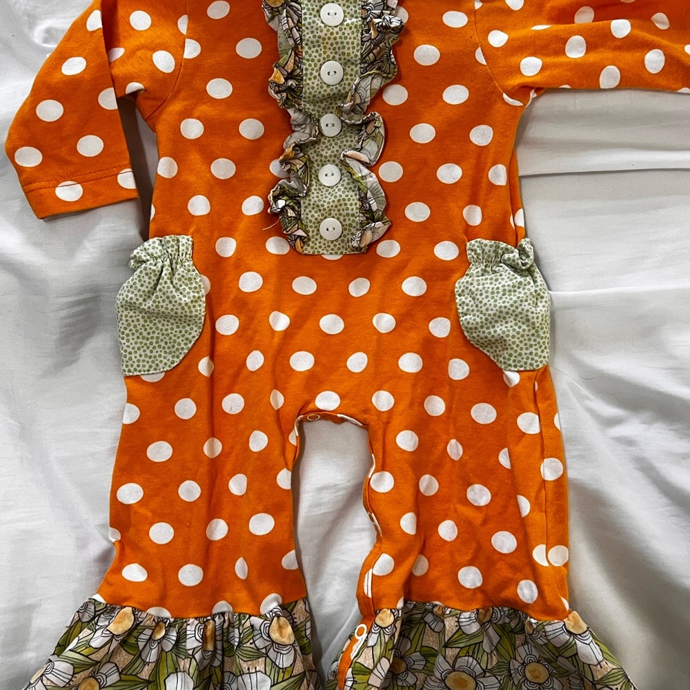 Vibrant Orange Polka Dot Kids Footie